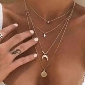 2/$21 Four Layered Crescent Moon Necklace